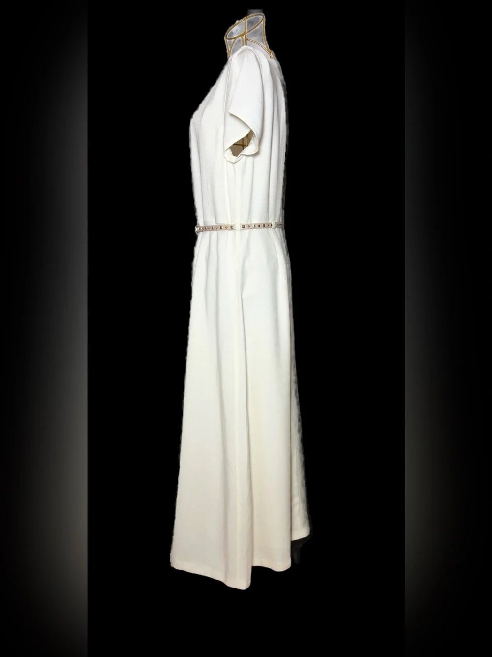 NWT J. Crew Ivory Viscose Short Sleeve Maxi Dress w/ Preowned J. Crew Belt M (8)